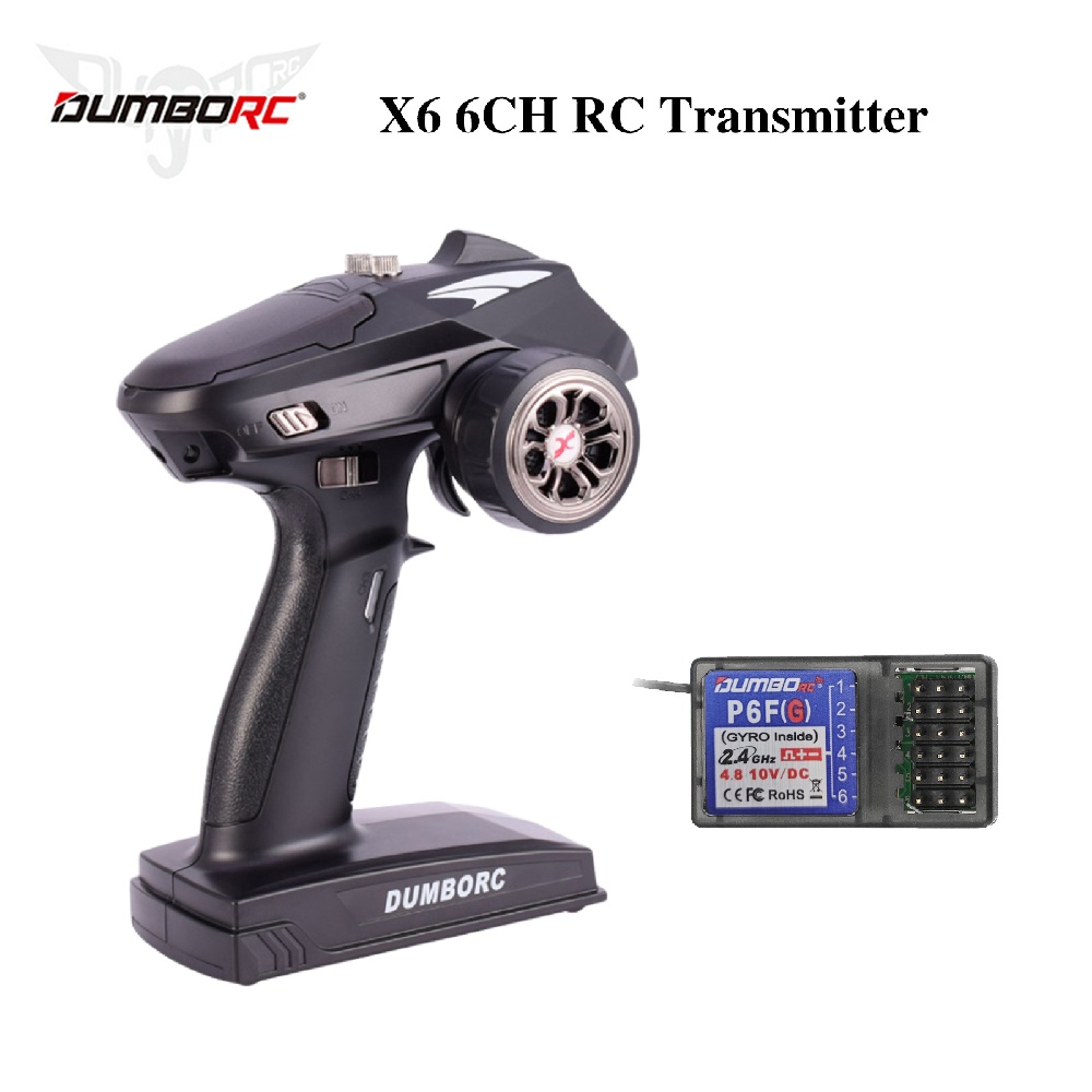 DUMBORC-X6 6CH 2.4G RC วิทยุควบคุมเครื่องส่งสัญญาณโหมดผสม + X6FG Receiver สําหรับ RC รถเรือถังสนับสน