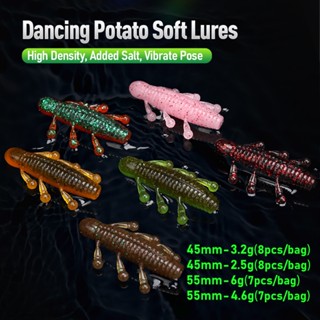 Kingdom DANCING POTATO Soft Fishing Lure 8 ชิ้น/ถุง 45 มม./3…