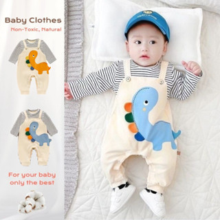 Newboron ชุดจั๊มสูทรอมเปอร์ บอดี้สูท แขนยาว ผ้าฝ้าย สําหรับเ…