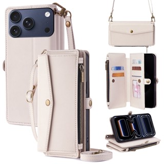 ซองหนังพลิกสําหรับ iPhone 17 Pro Max Air ศ สูงสุด กระเป๋าสตา…