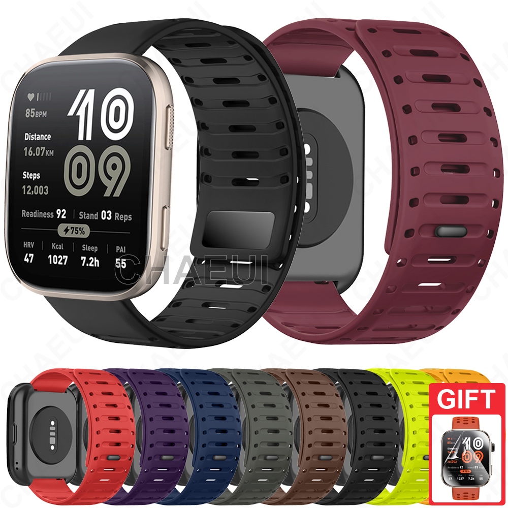 สร้อยข้อมือซิลิโคนสายรัดแม่เหล็กห่วงอุปกรณ์เสริมสําหรับ Amazfit Bip 6 5 Unity
