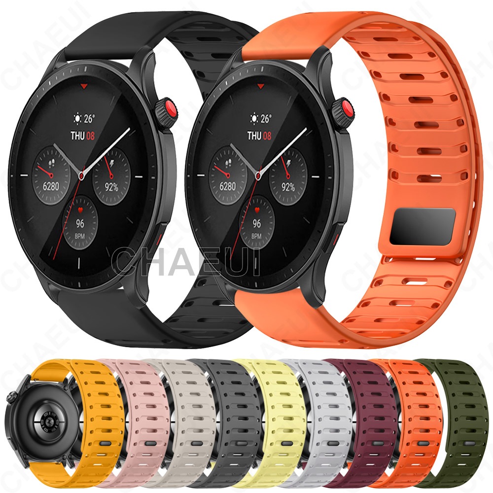 สร้อยข้อมือซิลิโคนสายรัดแม่เหล็กห่วงอุปกรณ์เสริมสําหรับ Amazfit GTR 4 3 Pro 2 / Balance 2 / Cheetah Pro