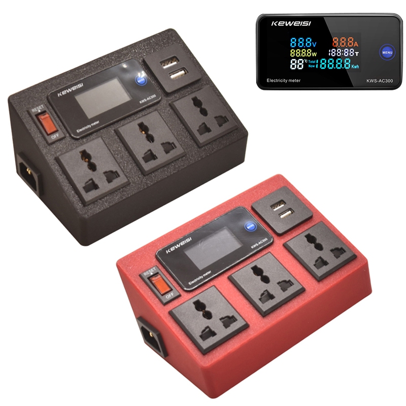 ปลั๊กไฟตั้งโต๊ะพร้อมพอร์ต 2USB จอแสดงผลดิจิตอลโวลต์มิเตอร์แอมป์มิเตอร์, สวิตช์ 3 ทิศทาง Universal Extension Socket,อินเทอร์เฟซ C14