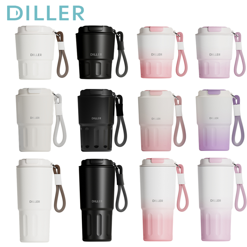 Diller แก้วกระติกน้ําร้อน สเตนเลส 304 พร้อมเชือกยก ขนาด 300 340 600 มล. MLH9149