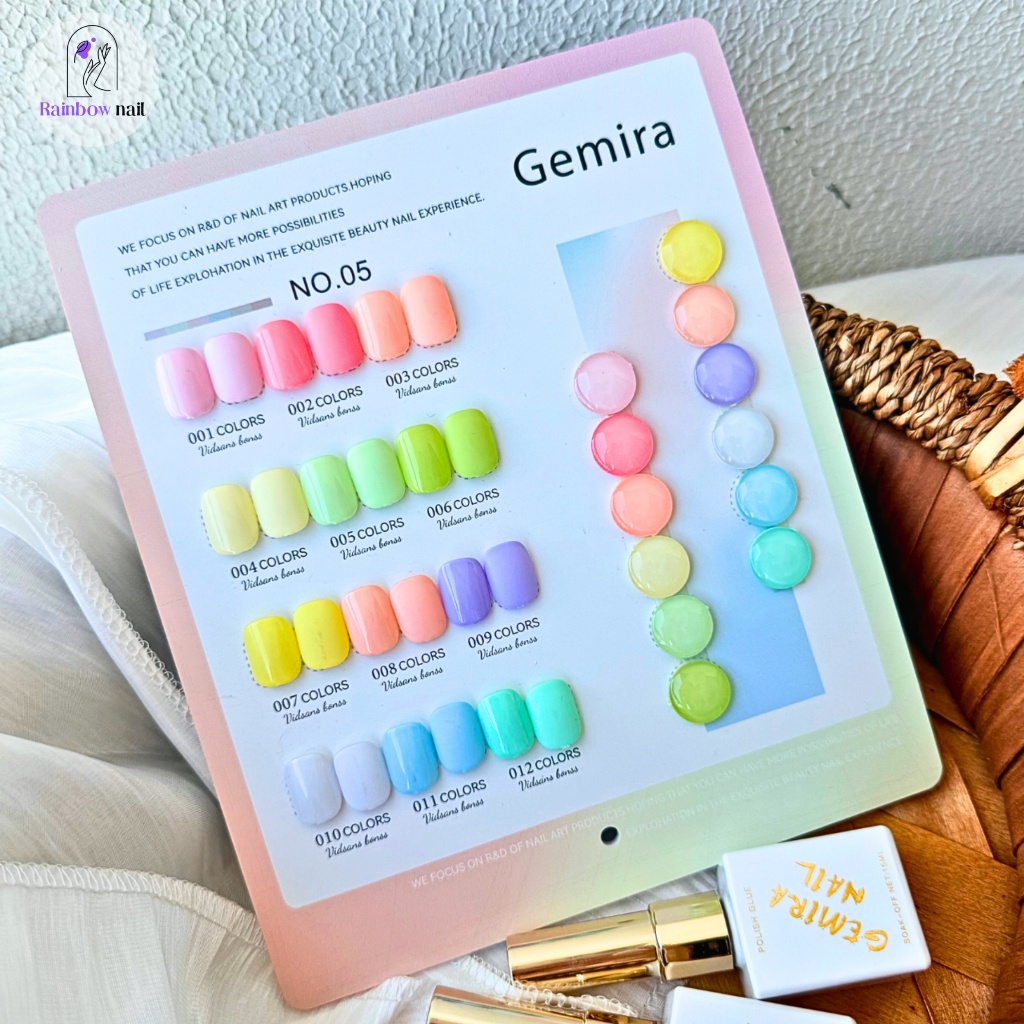 12 สีเจลยาทาเล็บชุด Gemira สีมาการอง Macaron Color Series สีอิ่มตัว 12ขวดเจล+กราฟสีสำเร็จรูป - รูปที่ 5