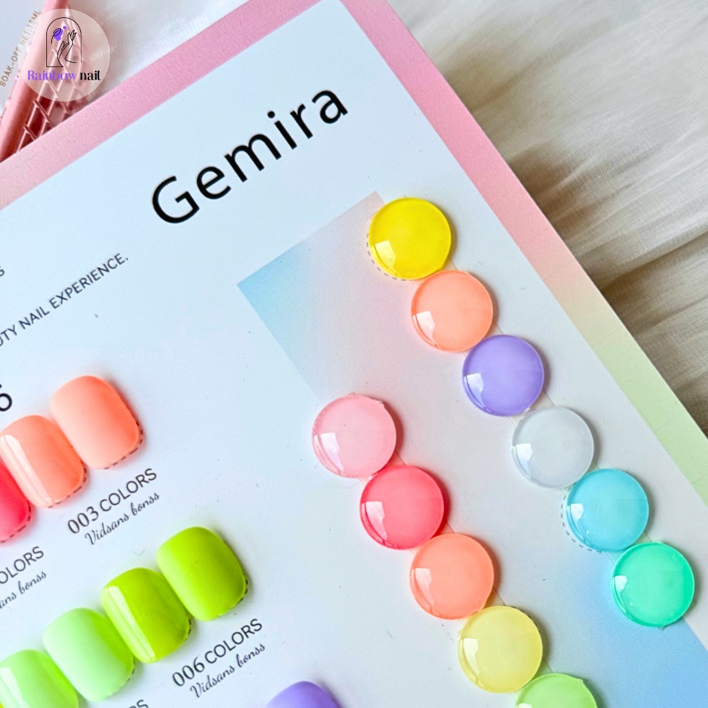12 สีเจลยาทาเล็บชุด Gemira สีมาการอง Macaron Color Series สีอิ่มตัว 12ขวดเจล+กราฟสีสำเร็จรูป - รูปที่ 4