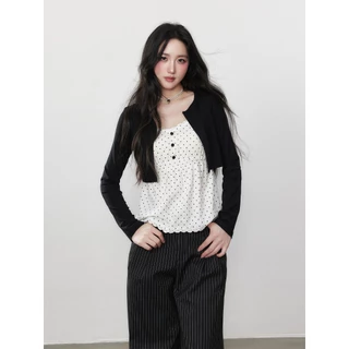 【BANKO】เสื้อยืดแขนยาวสไตล์เกาหลี ออกแบบมาสำหรับฤดูใบไม้ร่วง ทรง V-neck สไตล์สแลบ핏 สีขาวยางพยุห์