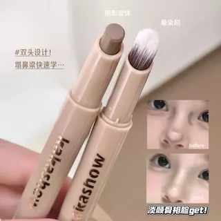 KAKASHOW Brown Contour Stick พร้อมแปรง - สูตรมอยส์เจอร์ไรเซอร์ด้านธรรมชาติ กันน้ํา และกันรอยเปื้อน การแกะสลัก 3 มิติที่ราบรื่นสําหรับการนําเสนอ C568