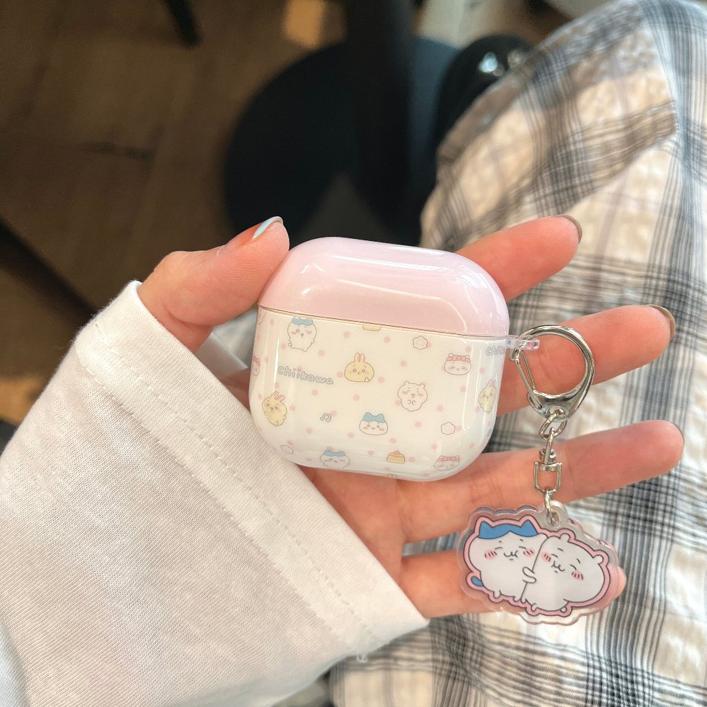 IMD ChiiiKawa พร้อมพวงกุญแจหูฟังสําหรับ AirPods 1 2 3 4 Pro หูฟังไร้สายบลูทูธ AirPods Pro2 กันกระแทกปลอก