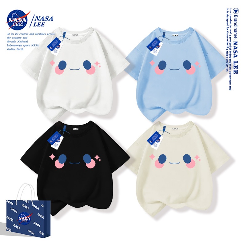 [จัดส่งในวันเดียวกัน] นาซ่า เสื้อยืดผ้าฝ้ายแท้ ขนาดใหญ่สำหรับทั้งชายและหญิง ลายยิ้มสดใส ระบายอากาศได้ดี และดูดซับเหงื่อ