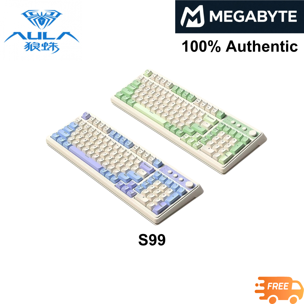 Aula S99 คีย์บอร์ดไร้สายแบบกลไก-Feel Silent Keyboard | 98 คีย์กะทัดรัด | บลูทูธ/2.4g/usb-c | สวิตช์ห