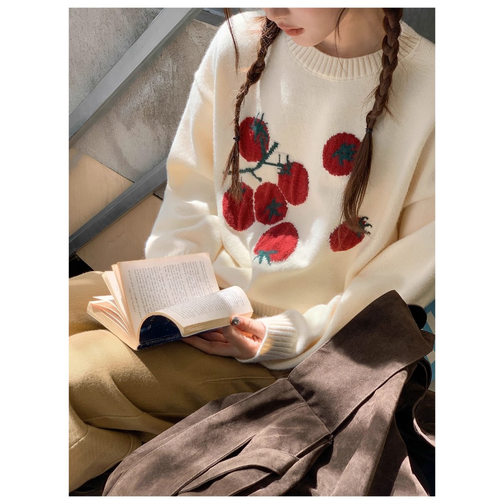 เสื้อกันหนาวแขนยาวสำหรับผู้หญิง สไตล์แจ็คการ์ดสวมหัว คอวี ใส่สบาย เหมาะกับฤดูหนาว