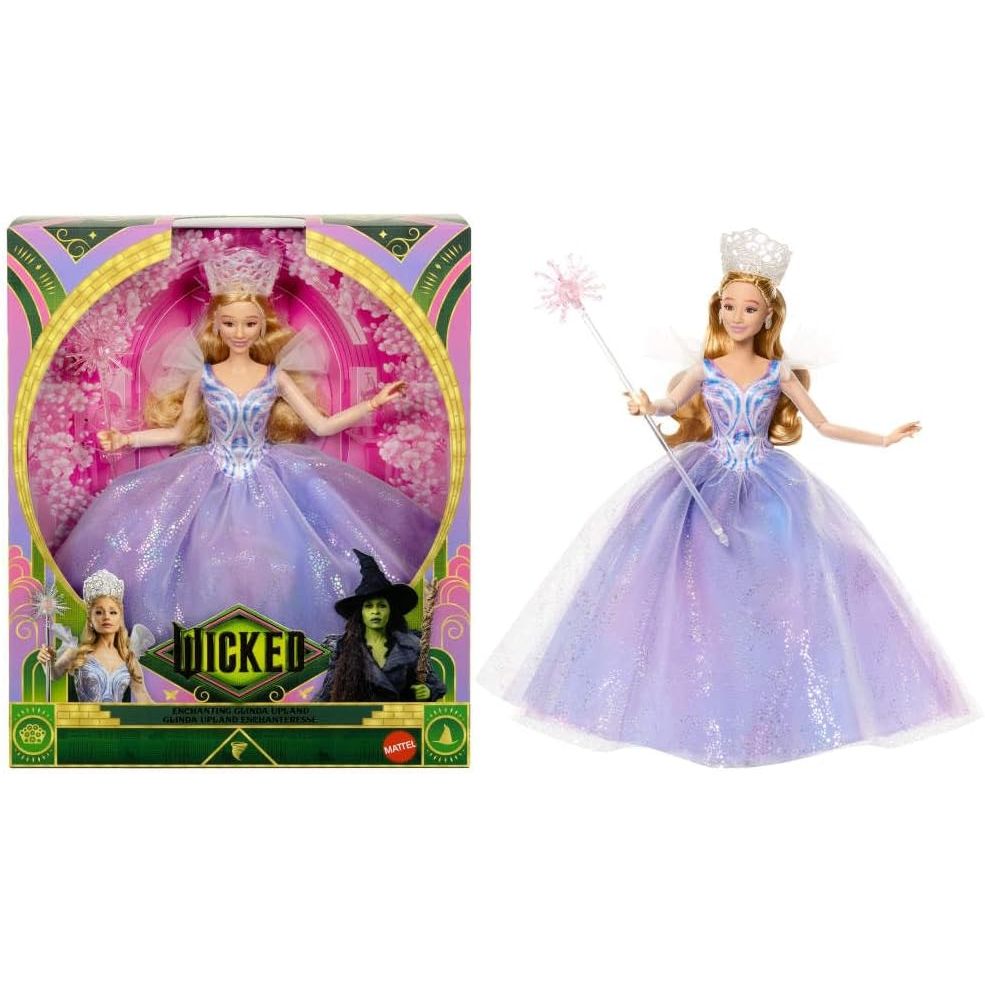 Mattel Universal Pictures Wicked: สําหรับ Good Deluxe Glinda แฟชั่นตุ๊กตาที่ถอดออกได้ชุด & อุปกรณ์เสริม 3 ชิ้น แรงบันดาลใจจากภาพยนตร์ JFM13 Toy Gift for Kids