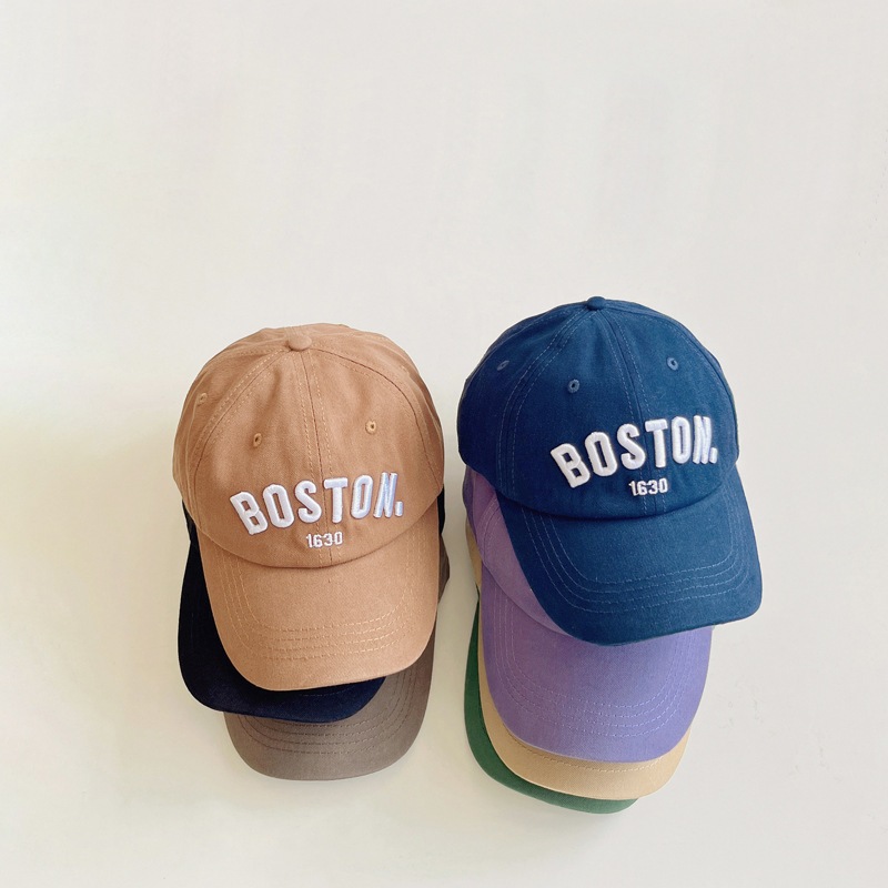 หมวกเบสบอลสไตล์เกาหลีแบบเรียบง่าย บอสตันปัก เหมาะสำหรับเด็กอายุ 2-8 ปี สวมใส่สบาย - รูปที่ 2