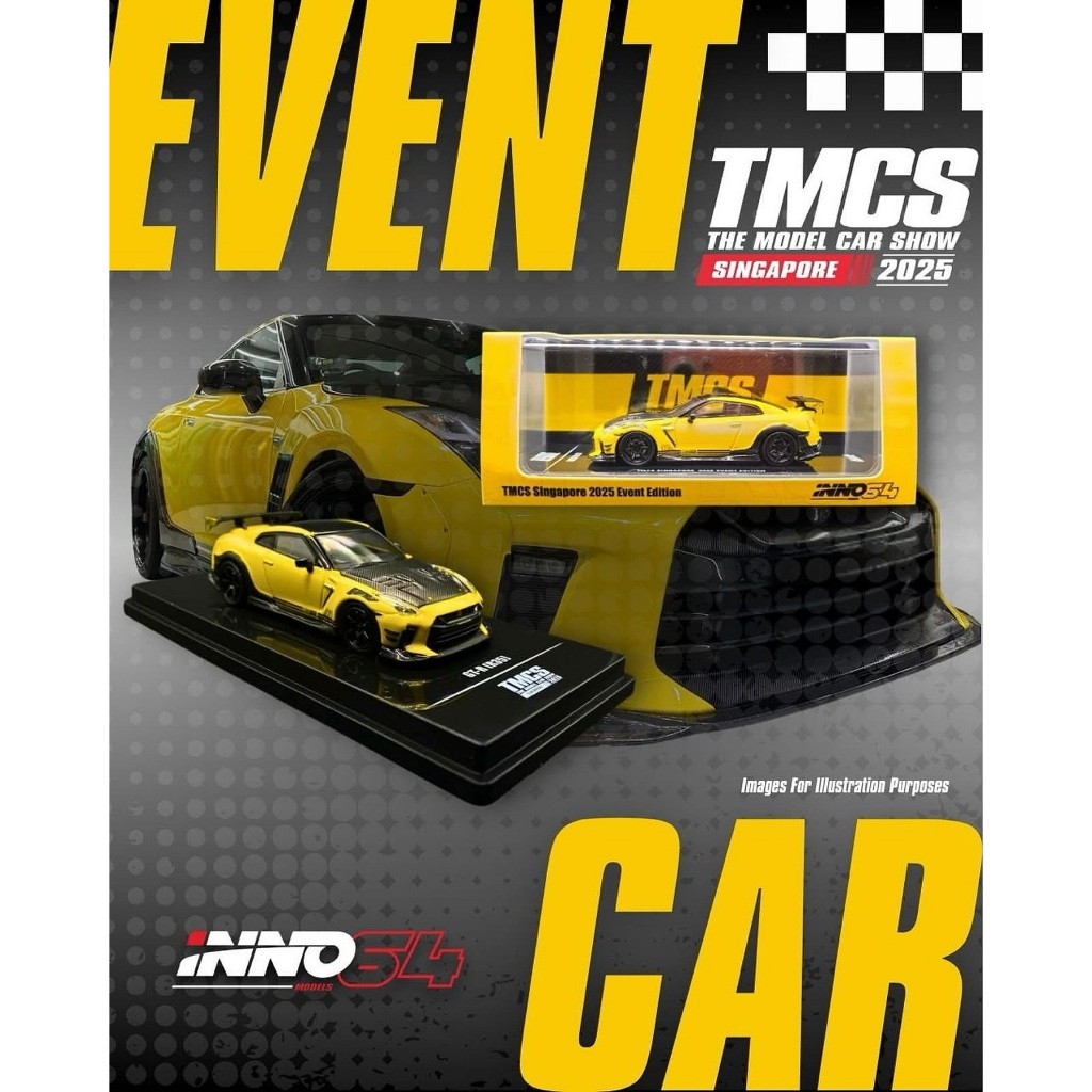 INNO64 1:64 Nissan GT-R R35 สีเหลือง TMCD Singapore 2025 Event Edition