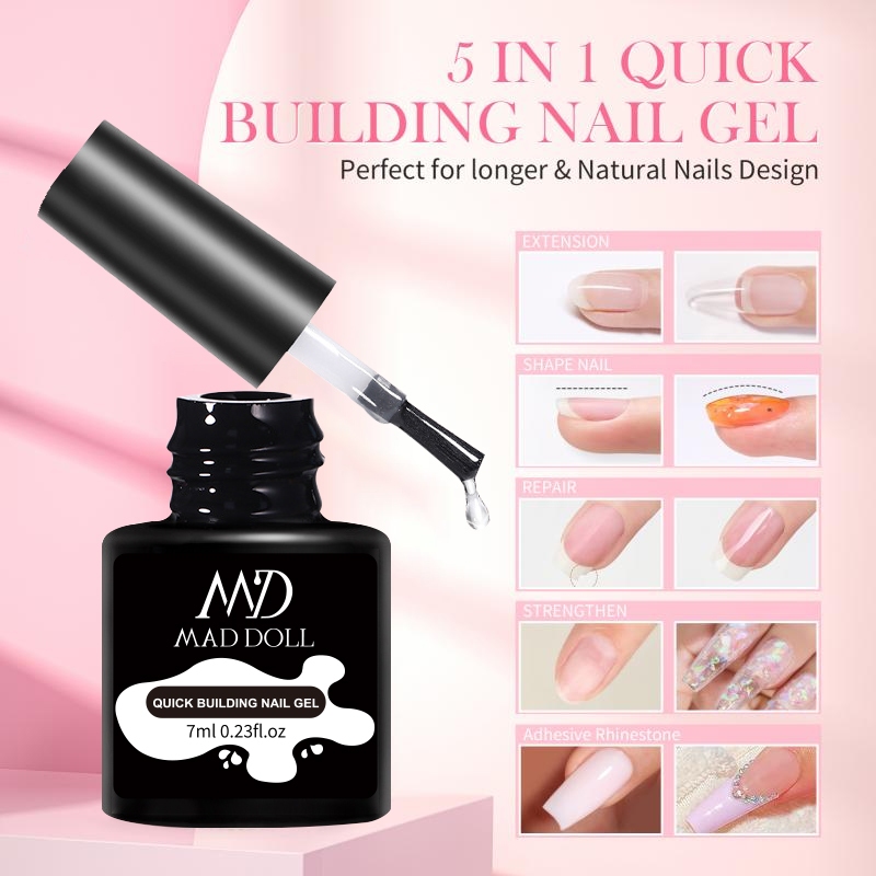 Maddoll 7ml Quick Building UV Gel Polish เจลต่อเล็บอะคริลิคสีขาวสีชมพู Clear เคล็ดลับแต่งเล็บ