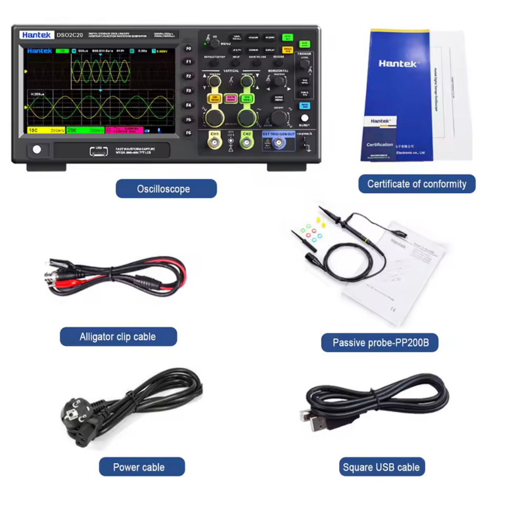 Hantek Digital Oscilloscope DSO2C20 DSO2D35 DSO2C50 DSO2D20 DSO2D35 DSO2D50 2 ช่อง 200Mhz/350Mhz USB