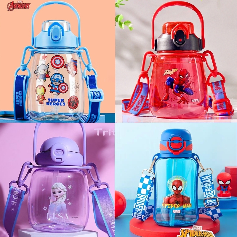 Disney กระติกน้ำ ลายน่ารัก 350 Ml กระติกน้ำเด็ก หลอดเด้ง marvel/Spider-Man พร้อมส่ง