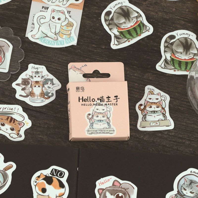 45ชิ้น/กล่อง น่ารัก ลูกแมวสติกเกอร์น่ารักการ์ตูนแมวโน๊ตบุ๊ควางแผนสติกเกอร์บรรจุภัณฑ์ของขวัญปิดผนึกป้ายแท็กเครื่องเขียนอุปกรณ์สํานักงาน