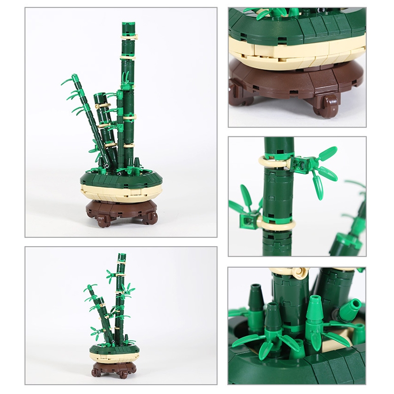 พลัม, กล้วยไม้, ไม้ไผ่และเบญจมาศกระถางบล็อกตัวต่อสําหรับเด็กชายและเด็กหญิงเป็นของขวัญของเล่น(ไม่มีกล่อง) - รูปที่ 6