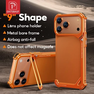 OATSBASF เคสโทรศัพท์โลหะกันชนเคสโทรศัพท์พร้อมขาตั้งเลนส์สําหรับ iPhone 17 Pro Max/17 Pro