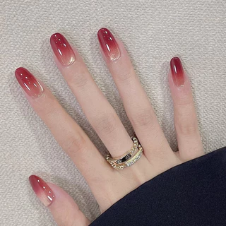 SOPHIAURA เล็บปลอมพร้อมกาวฟรีเล็บสั้นเล็บอัลมอนด์การออกแบบตาแมวสีขาว Nude Red เครื่องประดับสงกรานต์ กันน้ำ