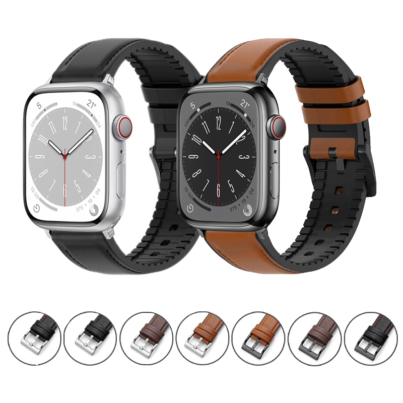 สายซิลิโคนหนังแฟชั่นสําหรับ Apple watch Series 11 10 9 8 7 SE 6 5 4 3 Ultra iwatch 40 มม.44 มม.41 มม.45 มม.49 มม.