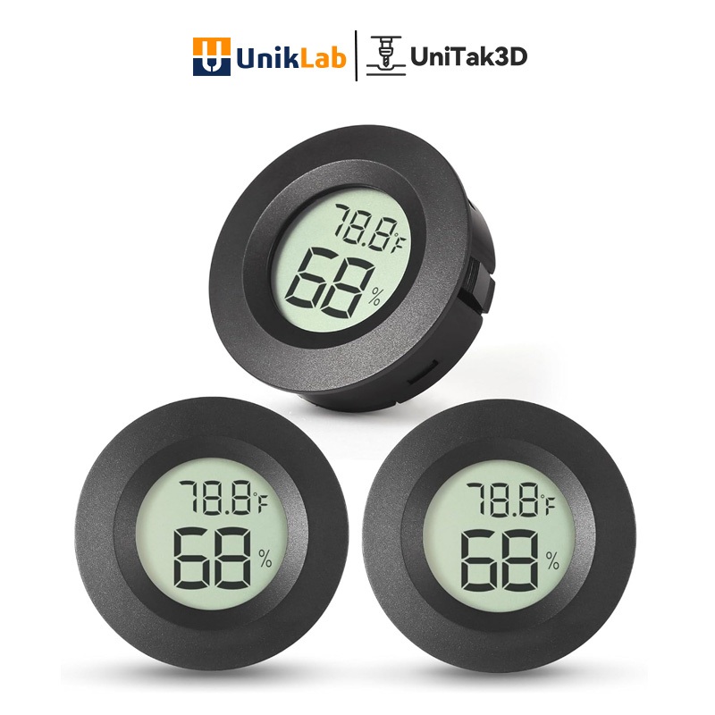 【UniTak3D】Mini Hygrometer Thermometer (Fahrenheit/Celsius Switchable) for Humidor, Reptile Jars, 3D 