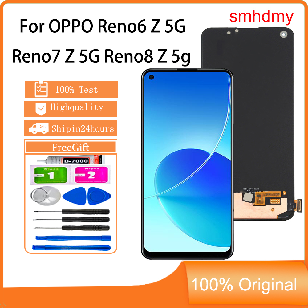 สําหรับ AMOLED OPPO Reno6 Z 5g Reno6 Lite Reno7 Z 5g Reno8 Z 5g Reno5 Z Reno5 F จอแสดงผล LCD Touch Screen Replacement Digitizer Assembly