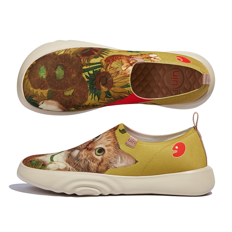 UIN Toledo XV รองเท้าลำลองสำหรับสุภาพสตรี-Sunflowers and Cat