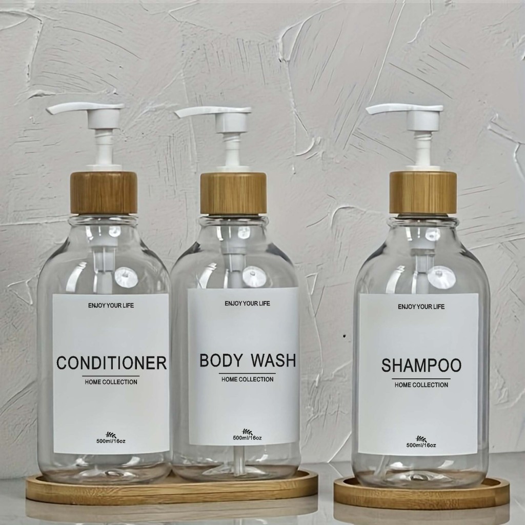 500ml Clea แชมพูสําหรับสบู่อาบน้ําแชมพูเจลอาบน้ํา Conditioner ขวดกันน้ําป้ายโลชั่นจัดเก็บ Bottl