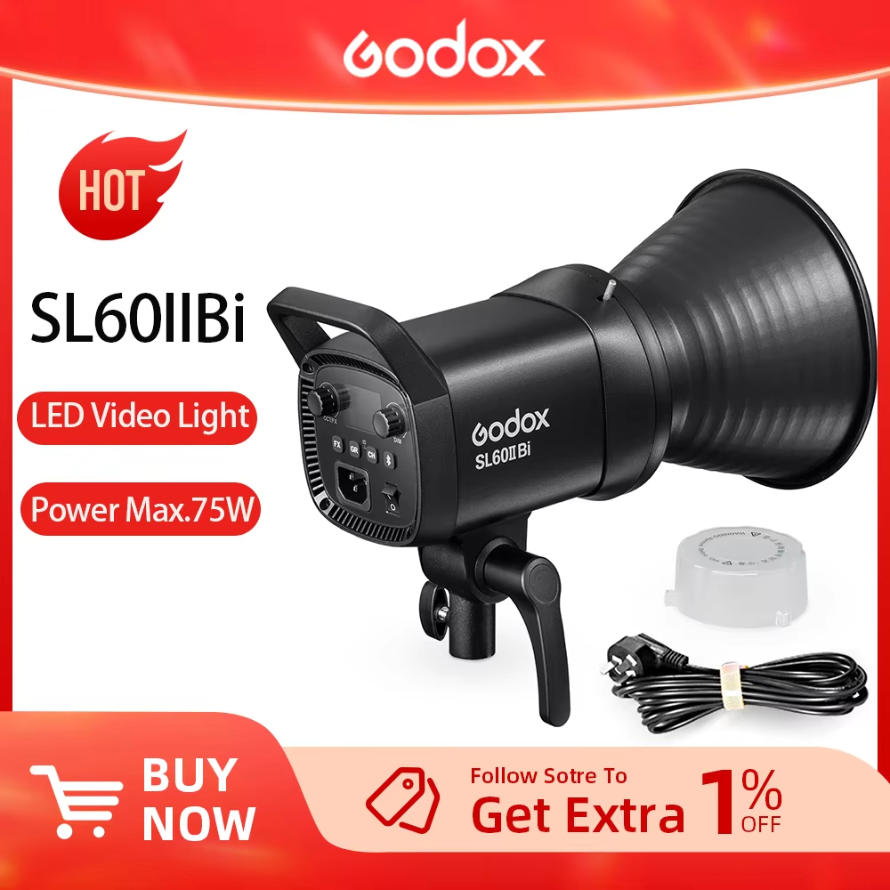 Godox SL60IIBi SL60IID COB ไฟวิดีโอ LED 2.4G ไร้สาย/บลูทูธควบคุมไฟต่อเนื่อง Bowens Mount สําหรับบันท