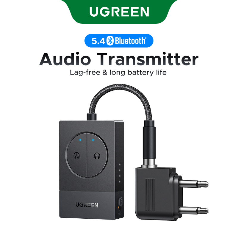 UGREEN Bluetooth 5.4 Transmitter SBC รองรับ Dual Headphone 10M ระยะส่งสัญญาณ Low-Latency สําหรับที่นั่งเครื่องบิน/ทีวี/ลู่วิ่ง