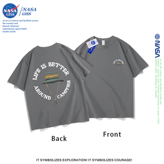 NASA เสื้อยืดชายหญิงแขนสั้น สตรีทฮิปฮอป summer หมวก พิมพ์ลาย คอตตอน คอกลม หลวมและระบายอากาศ