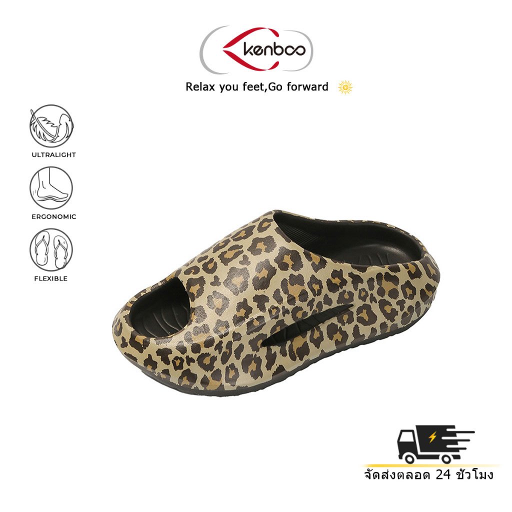 kenboo ยุโรปอเมริกันแฟชั่นพรีเมี่ยมเสือดาวพิมพ์รองเท้าแตะสุภาพสตรีฤดูร้อนสวมใส่ด้านนอกแบน Flip-Flops Influencer วันหยุดรองเท้าชายหาด ins