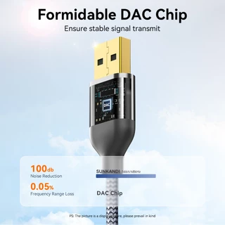 SUNKANDI USB ถึง 3.5 มม.สาย USB A ถึง 3.5 มม.Aux สายไฟอะแดปเตอร์ Aux พร้อมชิป DAC สําหรับ PC PS5 หูฟังลําโพง