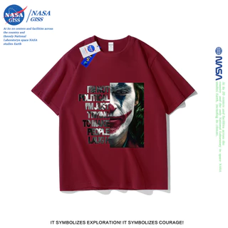 NASA เสื้อยืดชายหญิงแขนสั้น สตรีทฮิปฮอป summer JOKER พิมพ์ลาย คอตตอน คอกลม หลวมและระบายอากาศ