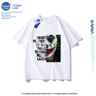 NASA เสื้อยืดชายหญิงแขนสั้น สตรีทฮิปฮอป summer JOKER พิมพ์ลาย คอตตอน คอกลม หลวมและระบายอากาศ