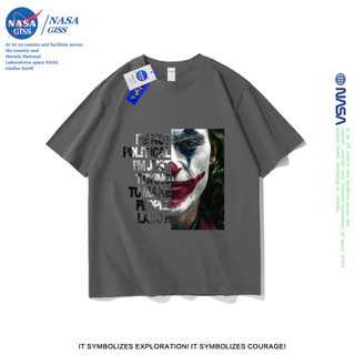 NASA เสื้อยืดชายหญิงแขนสั้น สตรีทฮิปฮอป summer JOKER พิมพ์ลาย คอตตอน คอกลม หลวมและระบายอากาศ