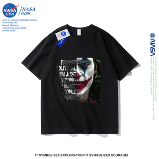 NASA เสื้อยืดชายหญิงแขนสั้น สตรีทฮิปฮอป summer JOKER พิมพ์ลาย คอตตอน คอกลม หลวมและระบายอากาศ