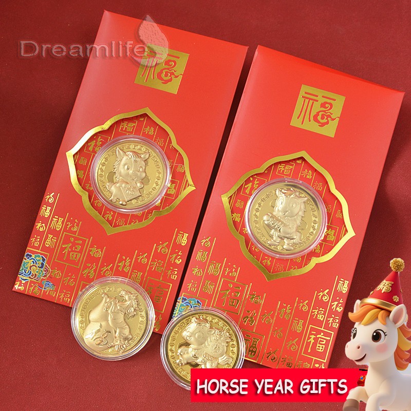 2026ม้าปีเหรียญโชคดีซองจดหมายสีแดงม้าปีทองฟอยล์ถุงเงินแพ็คเก็ตสีแดง - รูปที่ 3