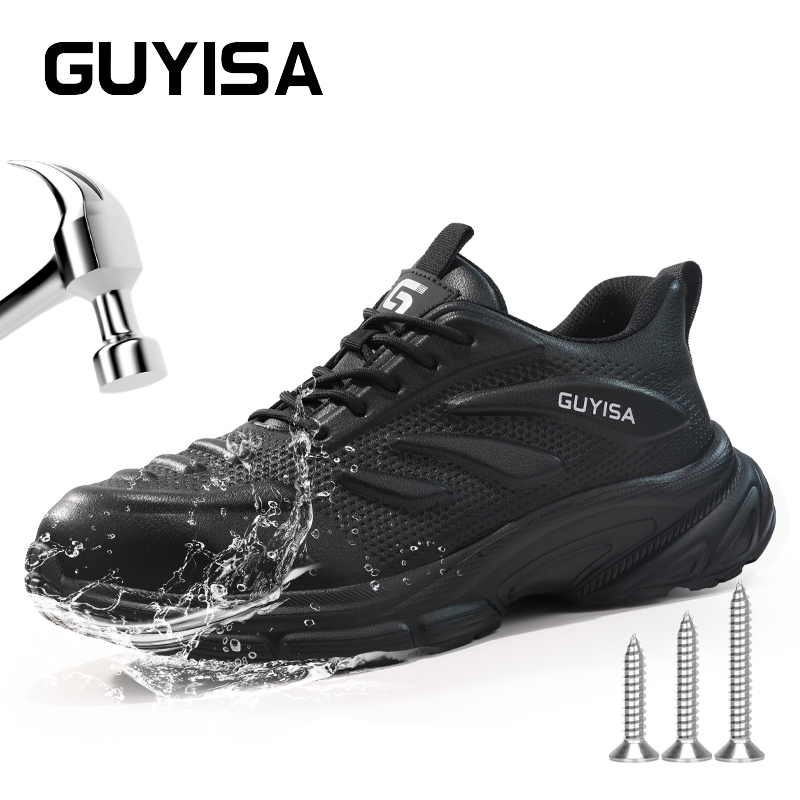 GUYISA รองเท้านิรภัยรองเท้าหัวเหล็กป้องกันแสงทุบและเจาะ 5060 38-45