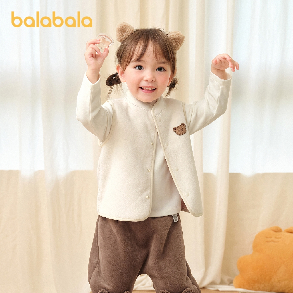 Balabala เสื้อกั๊กเด็กสองด้านสวมใส่เด็ก 2025 ฤดูใบไม้ร่วงฤดูหนาวขนแกะแกะแฟชั่นสบายๆนุ่มอบอุ่นระบายอากาศสบายทุกวันสวมใส่โรงเรียนสไตล์หวานน่า