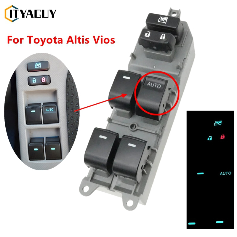 สวิทซ์กระจกไฟฟ้า Toyota Altis ,Vios แสงสีฟ้า: สวิตซ์กระจกพาวเวอร์ สวิตซ์ยกกระจก พวงมาลัยขวา Toyota Corolla Altis/RAV4/Vios/Yaris/Camry