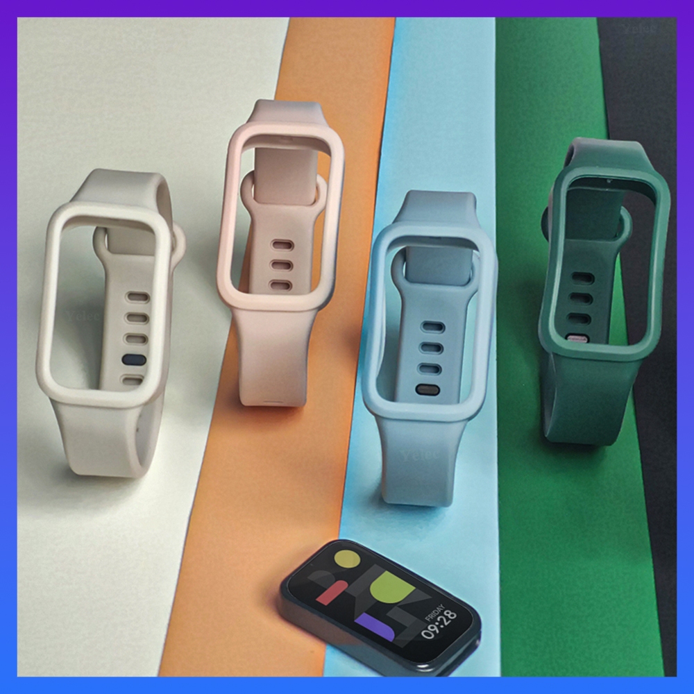 สายรัดสําหรับ Xiaomi Smart Band 9 Active, สายรัดซิลิโคนแบบบูรณาการพร้อมเคสโหลสําหรับ Mi Band 9 Activ