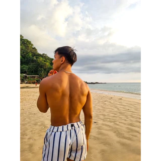 BS |short กางเกงขาสั้นลาย กางเกงขาสั้นลาย เดินเล่นบนชายหาด เล่นน้ำ ไปที่ชายหาด แฟชั่นฤดูร้อนกางเกงขาสั้นแห้งเร็ว