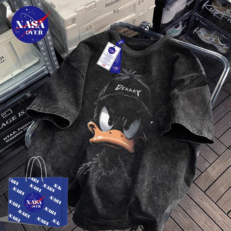 【พร้อมส่ง】🔥NASAทรงโอเวอร์ไซส์ เสื้อยืด ใส่ได้ทั้งชายหญิง เสื้อ ผ้าฝ้ายแท้100% คอกลม ลายน้องเป็ดYG757