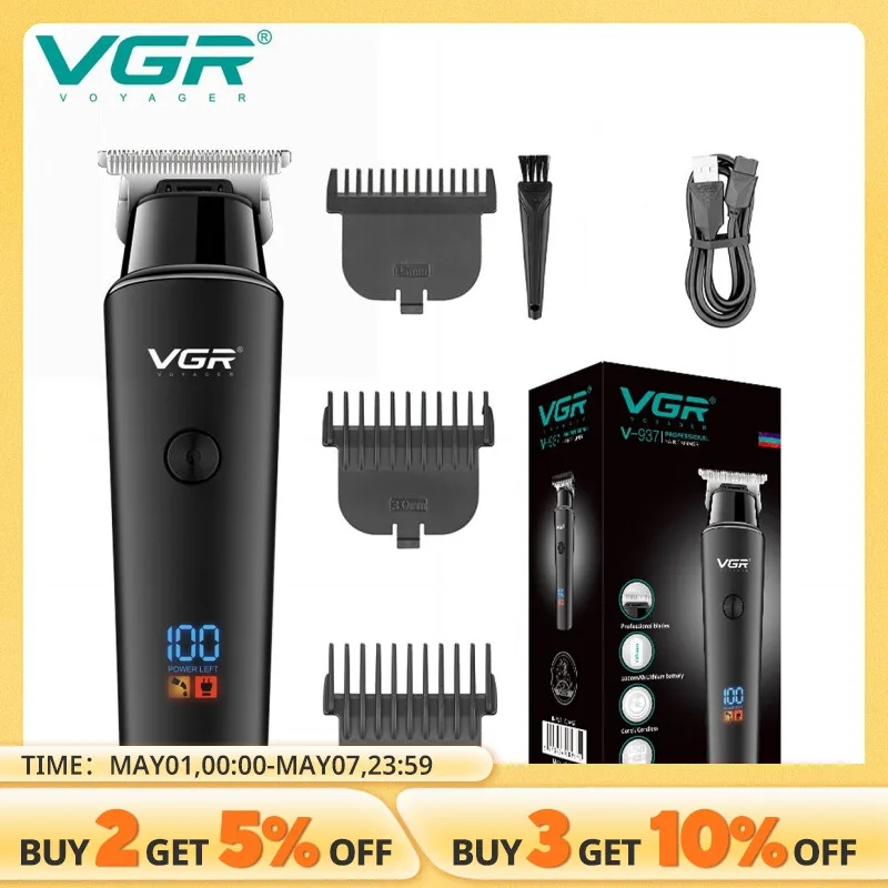 Original VGR V-937 Professional ไฟฟ้าผม Trimmer ไร้สาย Beard & Hair Clipper สําหรับชายตัดผมเครื่องชา