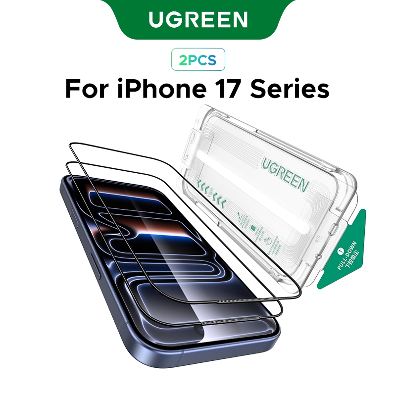 【for iPhone 17 Series】UGREEN ฟิล์มกันรอยโทรศัพท์มือถือ กรอบสีดำ Glass Screen Protector ใสพิเศษ กันฝุ่น กระจกนิรภัย Tempered ระดับ HD Films สําหรับ iPhone 17/ 17 Pro/17 Pro Max 2PCS