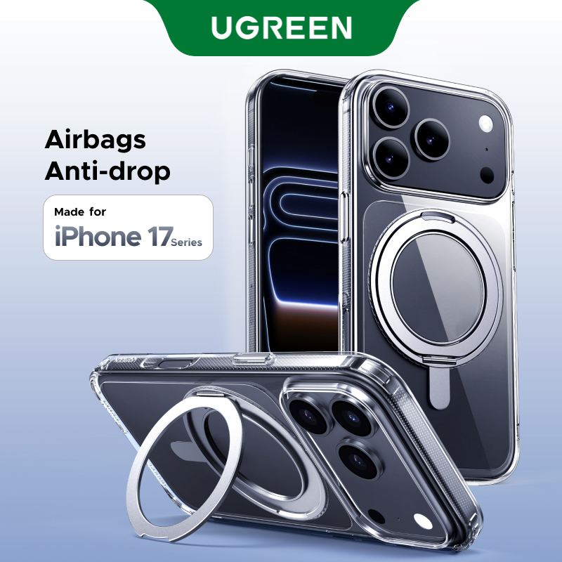 UGREEN ยูกรีน 360° เคสแม่เหล็กสําหรับ iPhone 17 Pro/17 Pro Max ฝาครอบขาตั้งแม่เหล็กแบบหมุนได้